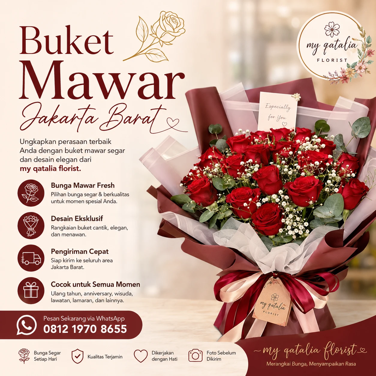 Buket Mawar Jakarta Barat | Pesan Bunga Mawar Cantik & Fresh